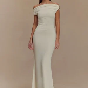 White Off-shoulder Maxi Dress
