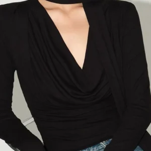 Black Scarf-style Fitted Top